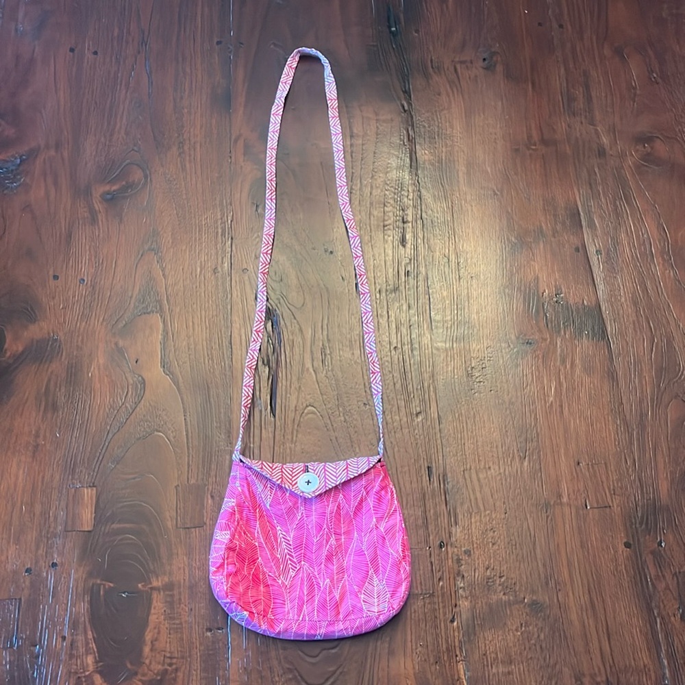 Handmade reversible small purse button closure pink floral